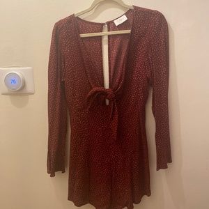 Maroon Open Back Romper